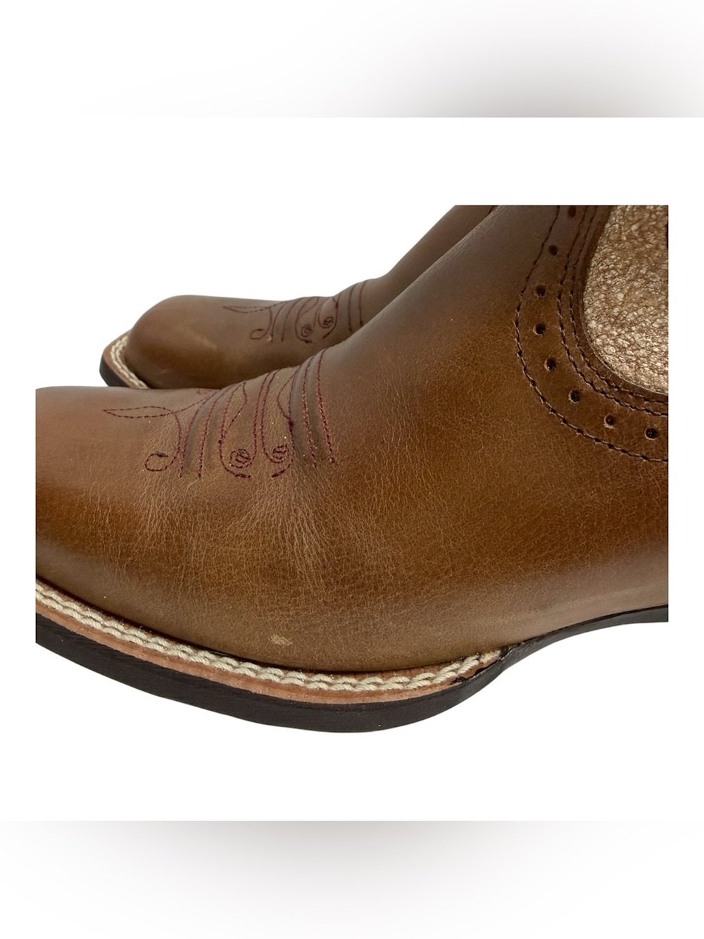 Ariat Quickdraw Women’s 7B Square Toe Western Cowboy Rodeo Boots Brown Leather - Picture 15 of 15